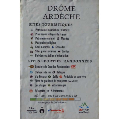 Légende de la Carte en Relief de la Drôme et de l'Ardèche