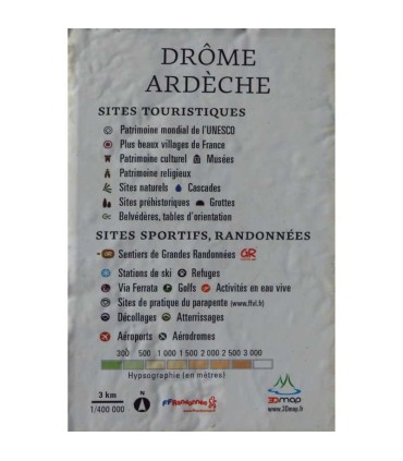 Legende der Reliefkarte von Drôme und Ardèche