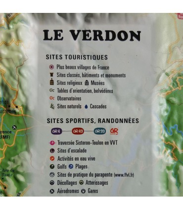Legende der Reliefkarte von Verdon