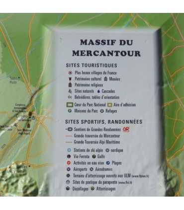 Legend of the card in Relief of the Mercantour Massif