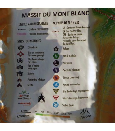 Reliefkarte des Mont-Blanc-Massivs 3DMap