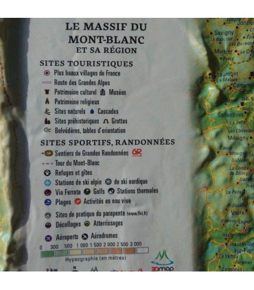Carte en Relief du Massif du Mont-Blanc et sa région 3DMap