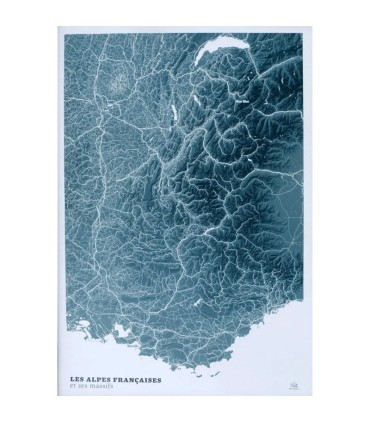 Carte en 2D les Alpes Blue Design