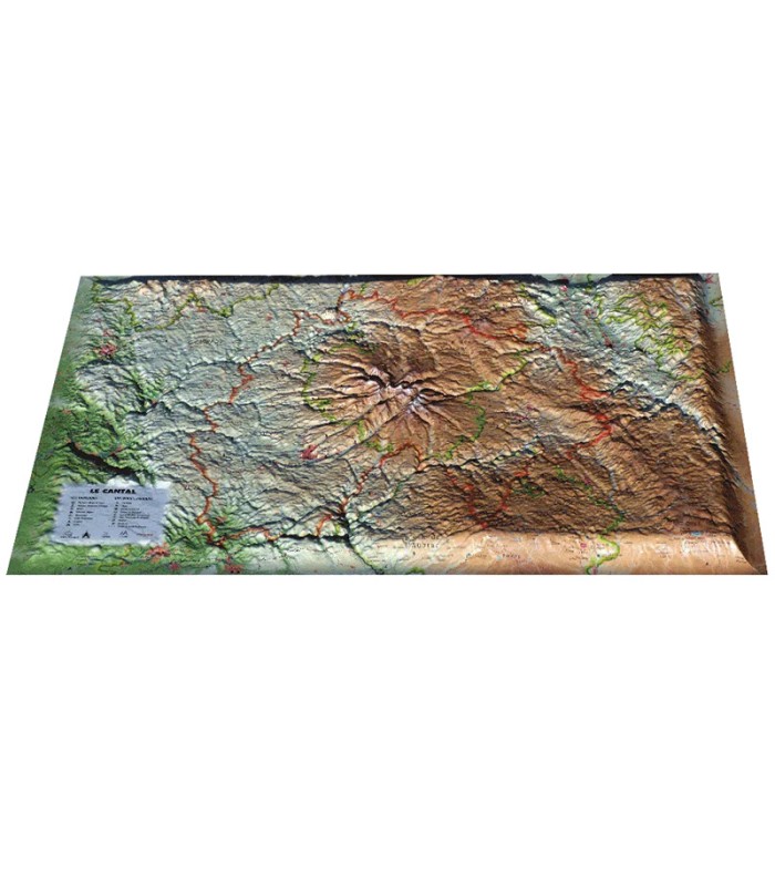 Map in relief of the cantal region by the 3dmap brand