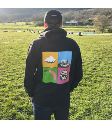 Sweat à capuche noir Pixel - Air et Aventure